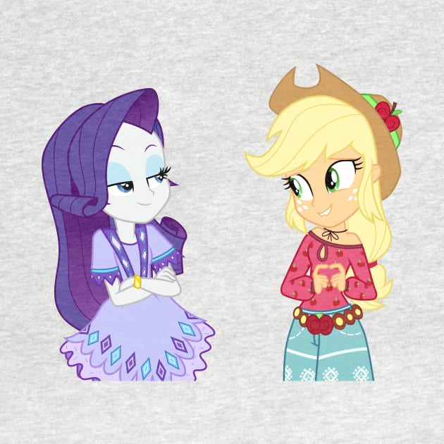 Boho Chic Rarity and Applejack by CloudyGlow